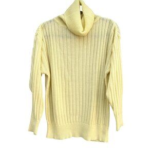 Evian II Vintage Womens Yellow Ribbed Knit Long Sleeve Turtleneck Sweater L